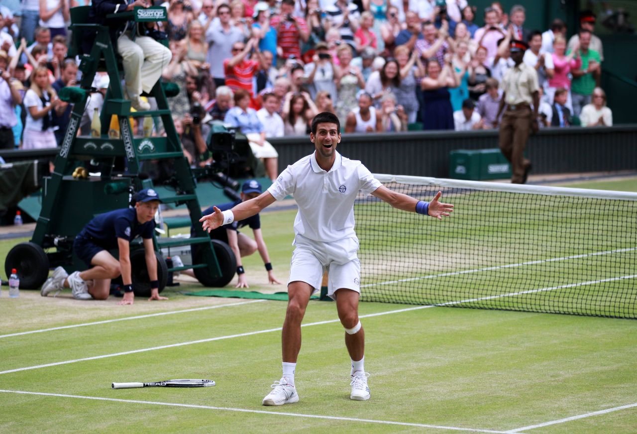 In July, Djokovic claimed his first Wimbledon title by beating Spanish two-time champion Rafael Nadal 6-4 6-1 1-6 6-3 in the final. It was the first of three consecutive grand slam finals against Nadal.
