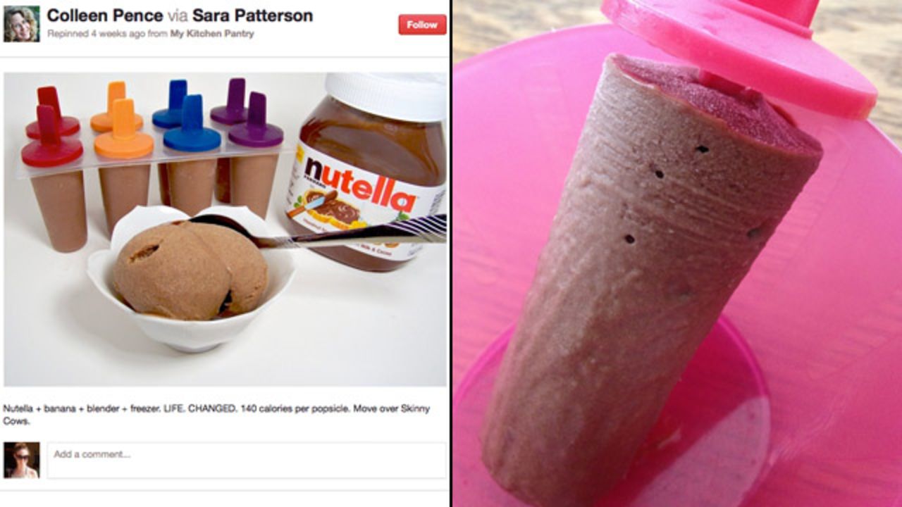 Colleen Pence had a bit of a tough time recreating this <a href="http://ireport.cnn.com/docs/DOC-743225">Nutella-banana popsicle</a> recipe. "The pretty picture of Nutella popsicles on Pinterest made it seem so easy," she said. But the recipe turned out to be a little messier than expected, although still delicious. "Sometimes, even when they're messy, Pinterest tips and recipes are so very, very right," she added.