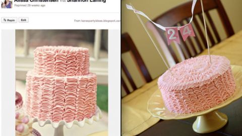 Christensen creates plenty of Pinterest-inspired items for her son -- but occasionally does a little something for herself. This gorgeous <a href="http://ireport.cnn.com/docs/DOC-743625">pink ruffle cake</a>, prompted by a technique she learned via Pinterest, was for her 24th birthday.