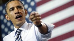 US President Barack Obama speaks on the economy after touring the manufacturing facility at Master Lock, maker of security locks, in Milwaukee, Wisconsin, on February 15, 2012. AFP PHOTO / Saul LOEB (Photo credit should read SAUL LOEB/AFP/Getty Images)Credit: 	AFP/Getty Images