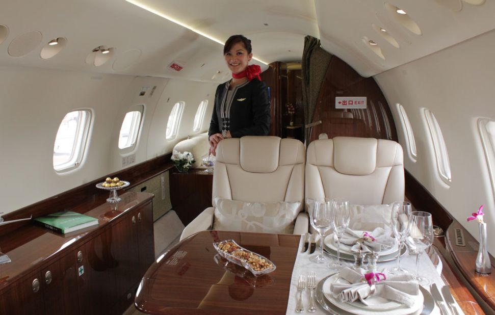 As Jackie likes it. Maybe. The interior of kung-fu star Jackie Chan's new Embraer 650.