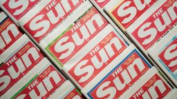 An arrangement of copies of The Sun newspaper front pages on February 13, 2012