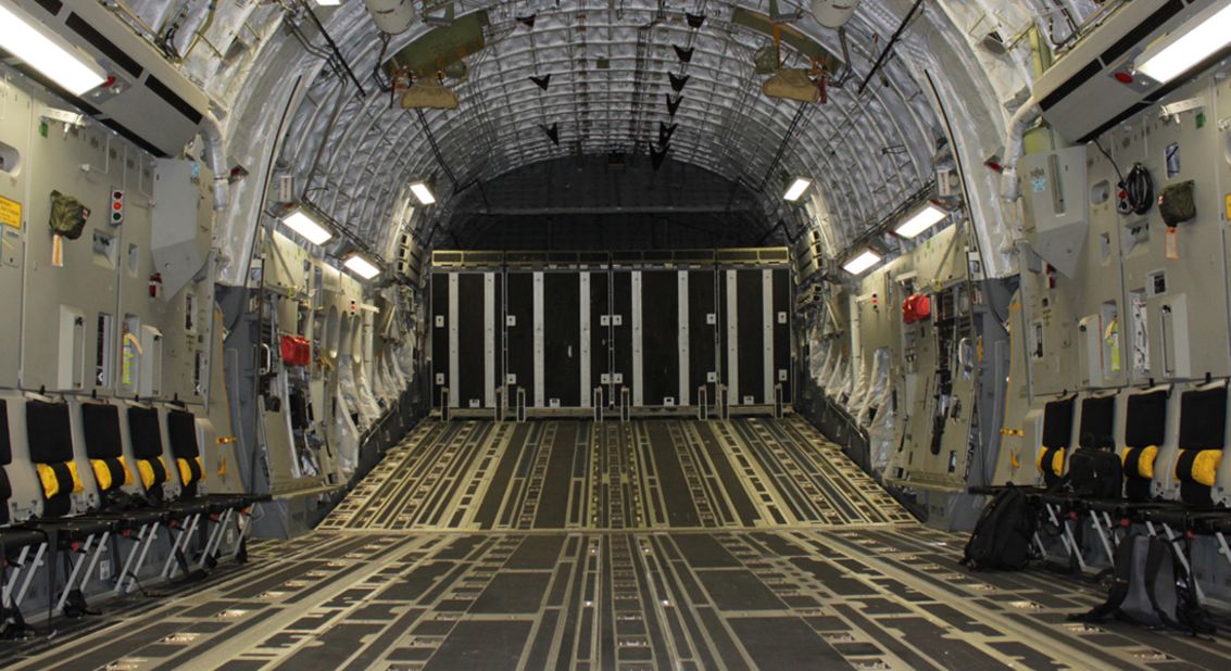  Room for a M1 tank or a killer whale -- the vast inner space of the C-17.