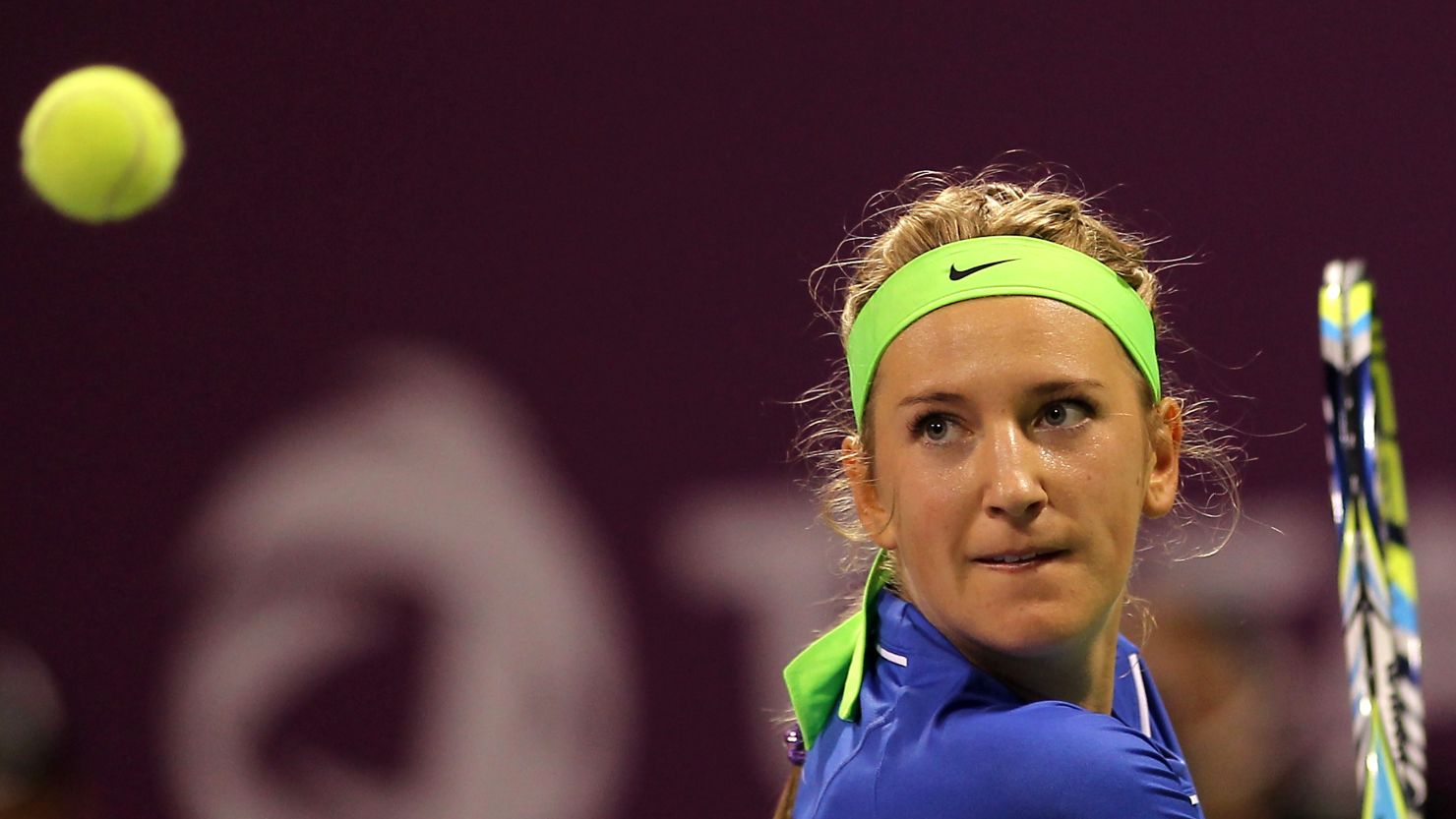 Eyes on the prize: Belarusian Victoria Azarenka made it 15 straight wins in 2012 at the Qatar Open