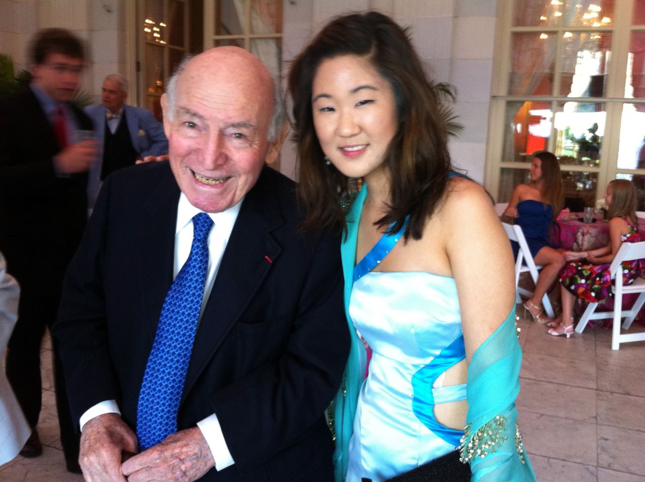 She's played one of jazz's biggest events, the Newport Jazz Festival, more than once. She poses here with festival founder George Wein.