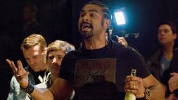 Former WBA heavyweight champion David Haye argues with Dereck Chisora moments before they brawled in Germany on Saturday.