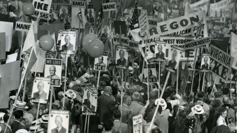 Republicans rally for Dwight D. Eisenhower during their National Convention, Chicago, 1952. 