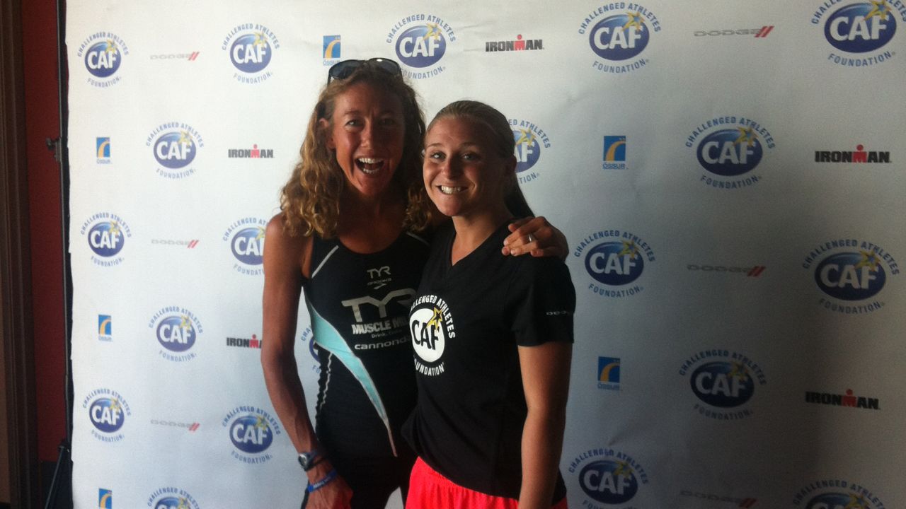 Wellington, with Fit Nation participant Denise Castelli, says sporting success rests with having mental fortitude.