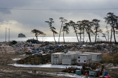 Clearing and rebuilding efforts continue on Katsurashima Island off the coast of Miyagi prefecture. 