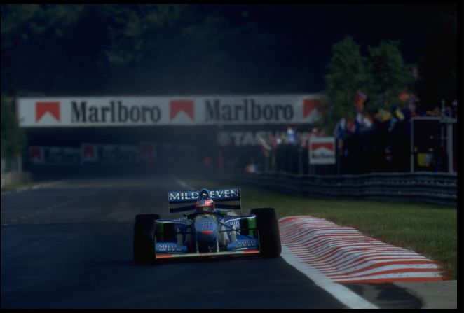 Schumacher became drivers' champion for the first time at Benetton in 1994, before retaining his crown with the team in 1995.