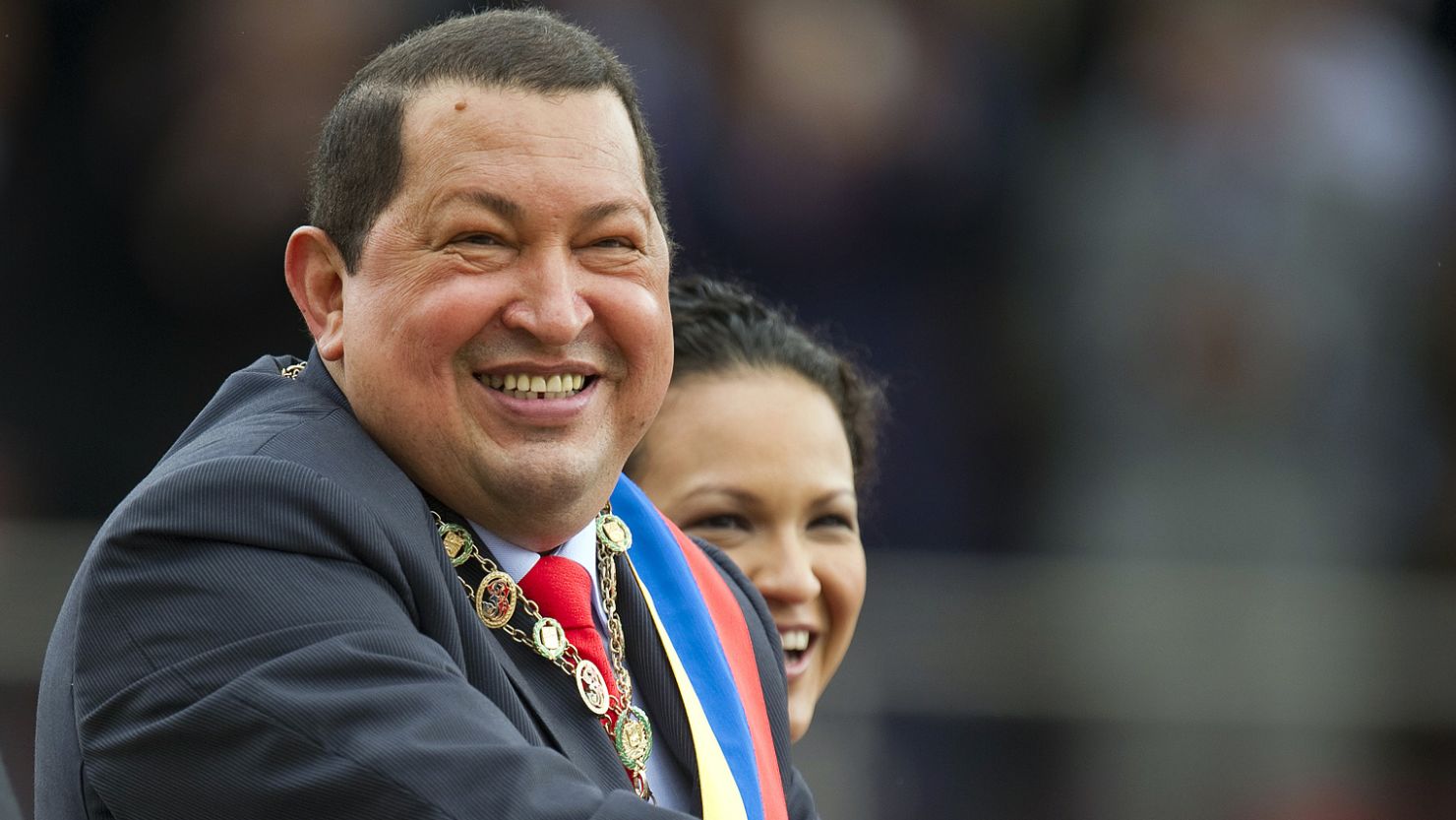 Venezuelan President Hugo Chavez smiles next to his daughter, Rosa Virginia, during a parade in Caracas earlier this month. 