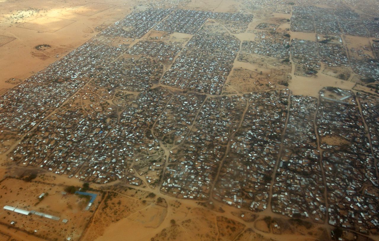 An aerial view of the Dagahaley refugee camp which makes up part of neighboring Kenya's giant Dadaab refugee settlement. The camp, near the Kenyan border with Somalia, was designed in the early 1990s to accommodate 90,000 people but, since the civil war and the worst drought to affect the horn of Africa in six decades, the U.N. estimates over four times as many reside there.