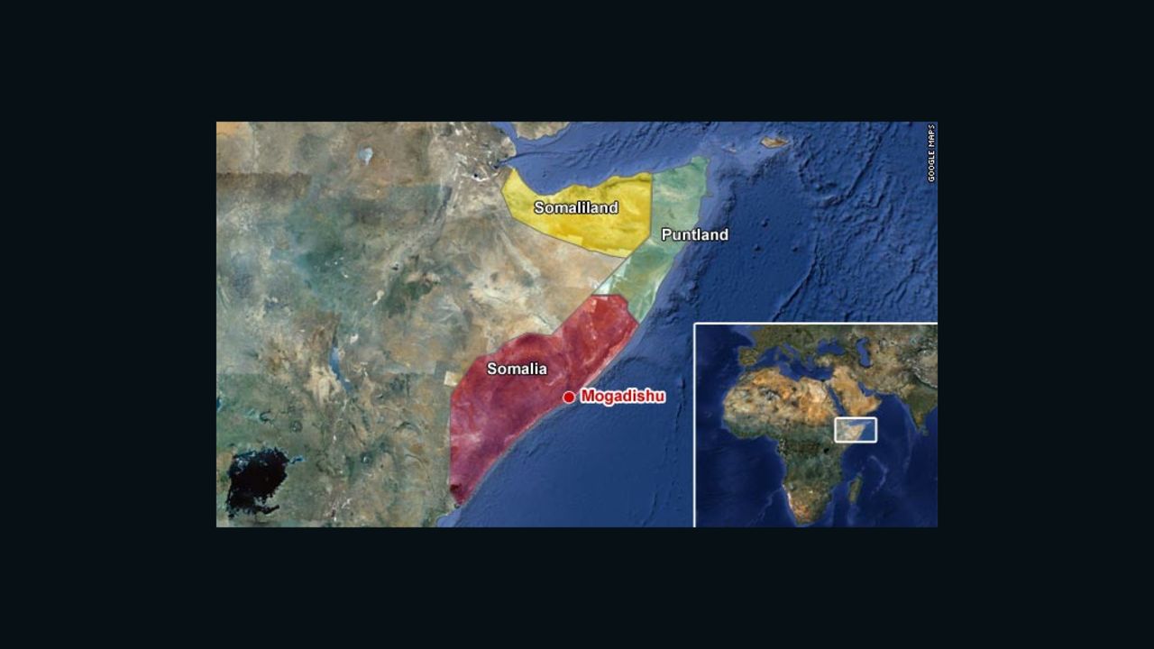 Somalia is divided into three regions, with its capital of Mogadishu.
