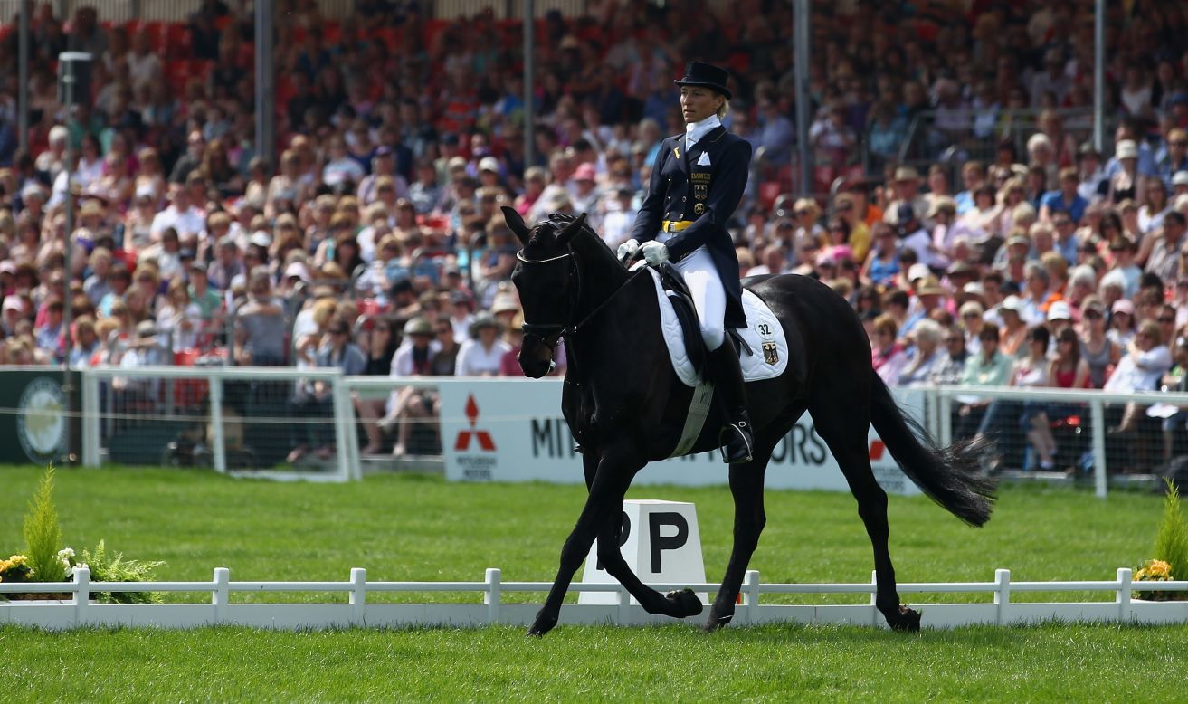 Klimke rides FRH Butts Abraxxas in the dressage at the UK's Badminton Horse Trials in 2011. 