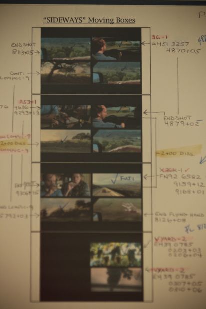 Among Tent's memorabilia is a split-screen diagram from "Sideways," made for a production house.