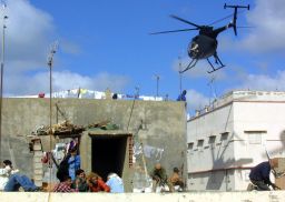 On the set of the movie, 'Black Hawk Down'