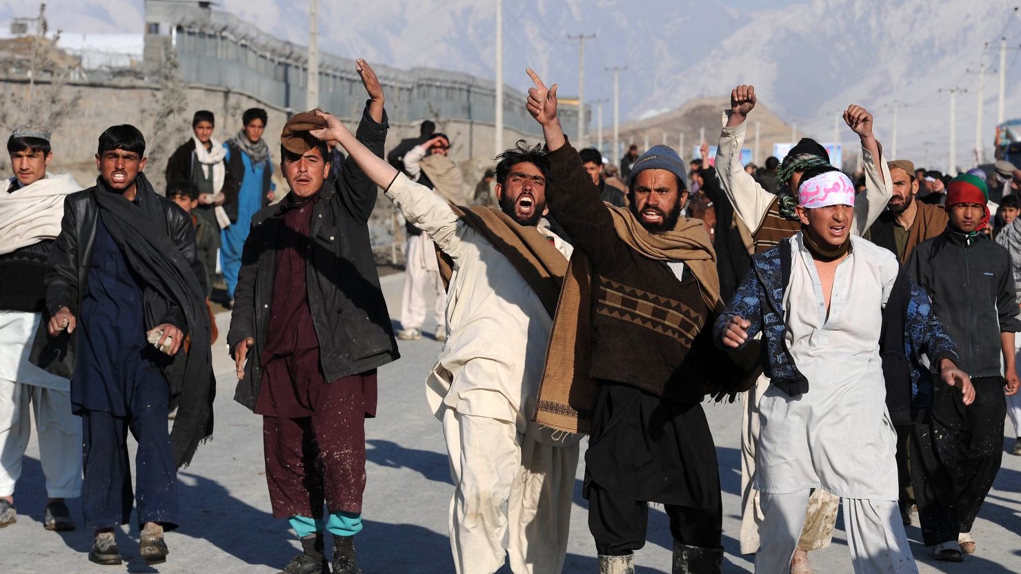 Afghan demonstrators shout during a protest against Quran desecration in Kabul on February 24, 2012.