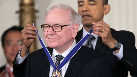 Investor Warren Buffett is presented with the 2010 Medal of Freedom by  President Barack Obama in 2011.