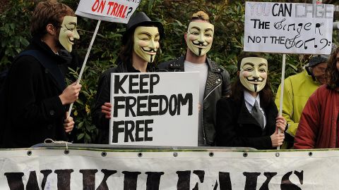 Supporters of WikiLeaks founder Julian Assange gather in southeast London in February 2011.