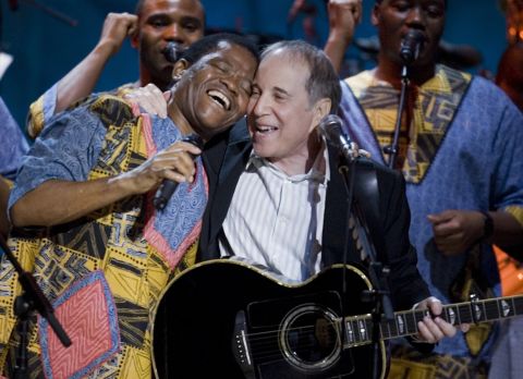 The band's international breakthrough came in 1986, when American singer Paul Simon (right) featured them on his multi-million selling album" Graceland.