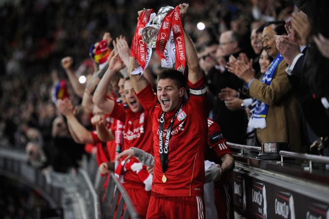 While Anthony Gerrard reflected on his miss, Steven lifted Liverpool's first trophy since winning the 2006 FA Cup.