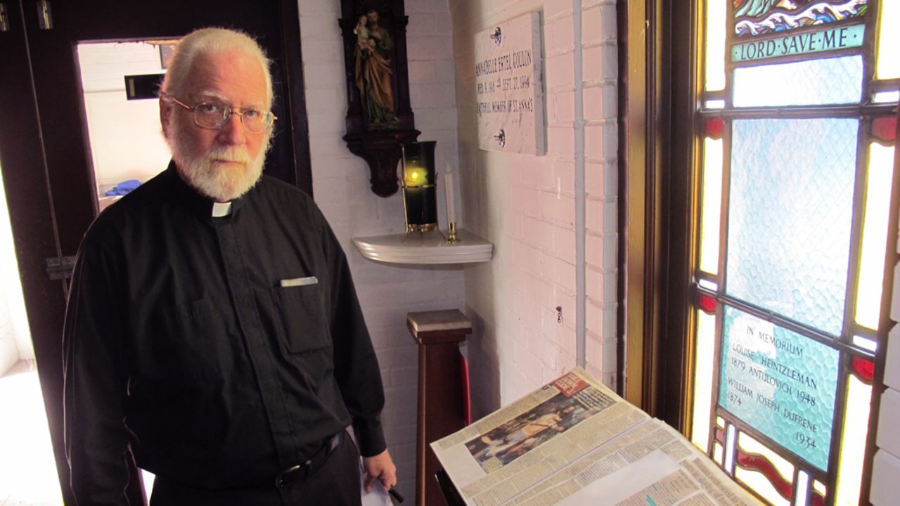 Terry keeps the 2010 murder book in the church's chapel. His wife collected news clippings about each murder until it became too emotionally taxing.