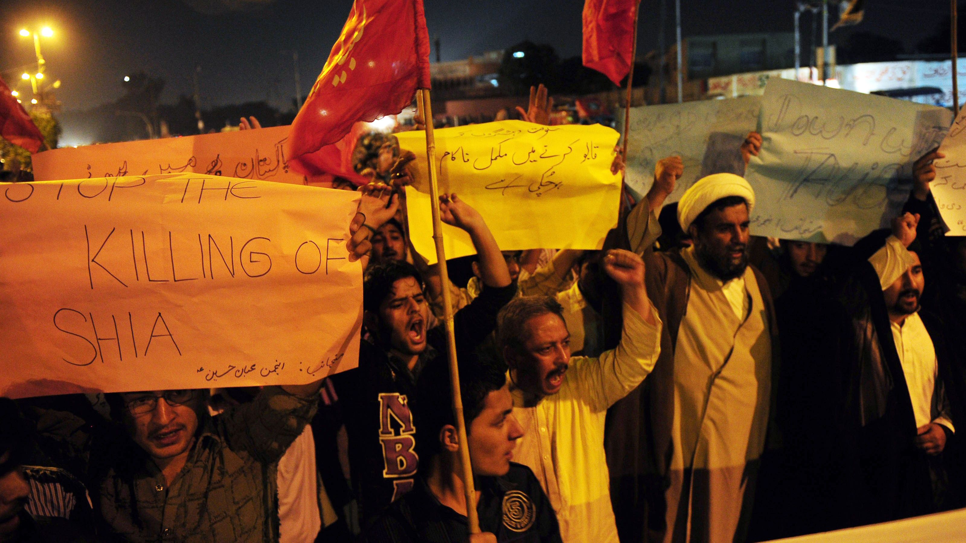 Pakistani Shiite Muslims protest against the killing of their community members in Karachi on February 28, 2012. 