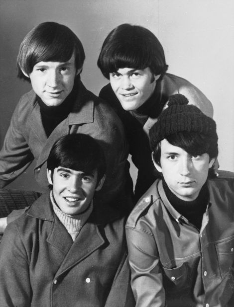 The Monkees -- Peter Tork and Micky Dolenz, top, and Davy Jones and Michael Nesmith -- pose for a group portrait in 1967. The pop group was created to star in an NBC sitcom and capitalize on the Beatles' teenybopper popularity. "The Monkees" TV series premiered in the fall of 1966.