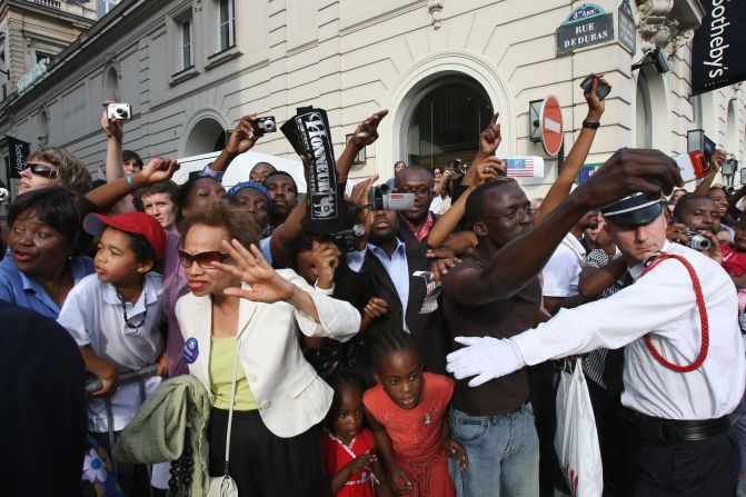 Thousands gathered to welcome Barack Obama to Paris in 2008, and that was before he was elected president.