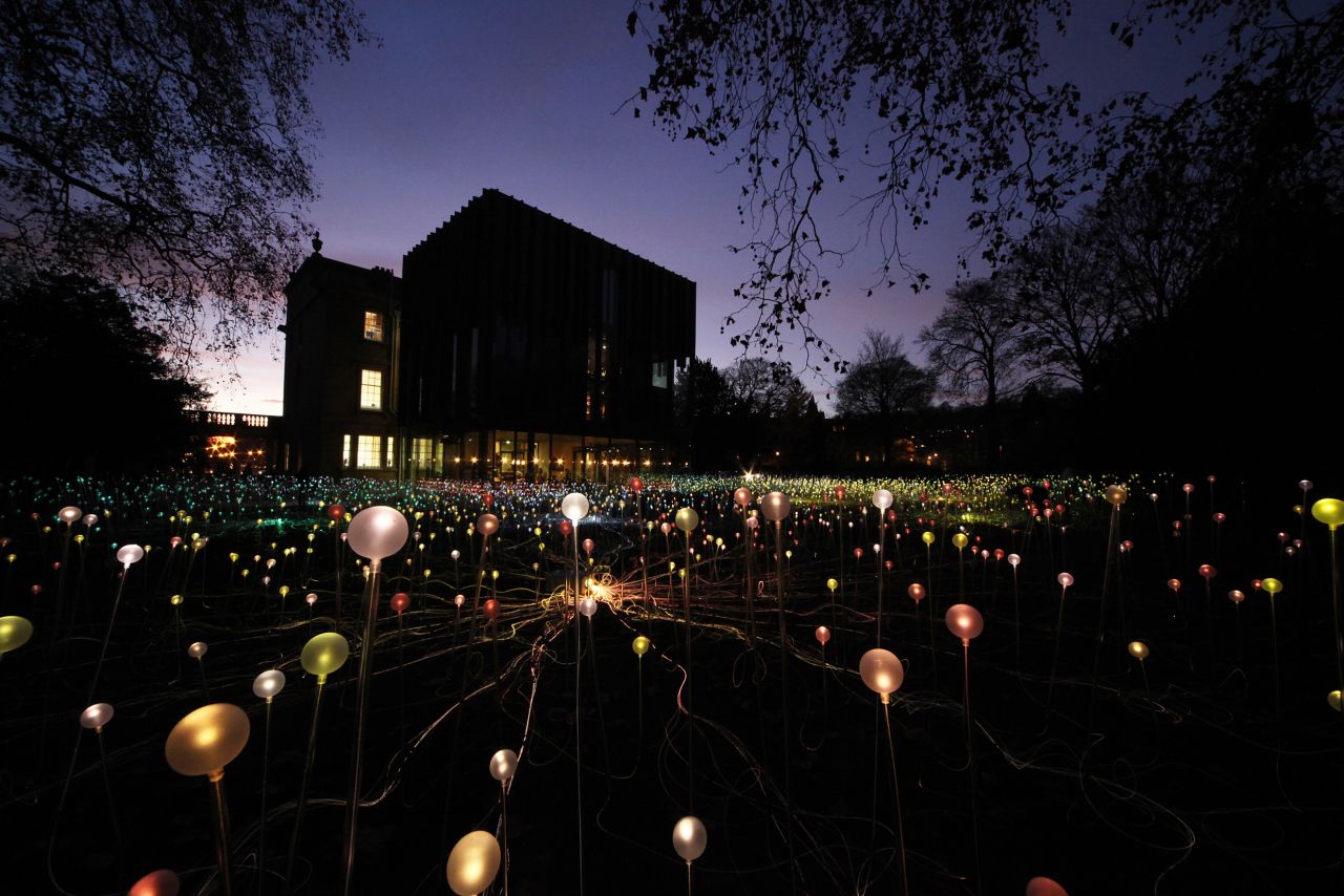 Bruce Munro's striking light gardens are glowing landscapes of low-energy LED lights and fiber optics that sparkle in the night. "Creatiing these pieces allows me to (hopefully) communicate some of my thoughts and feelings about the importance of cherishing the environment," he says. 