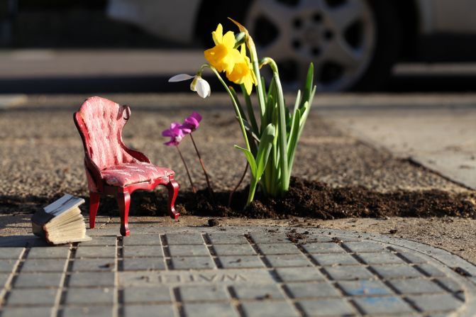 British artist and designer Steve Wheen creates tranquil miniature outdoor scenes in potholes in London roads. "The <a href="index.php?page=&url=http%3A%2F%2Fthepotholegardener.com%2F" target="_blank" target="_blank">Pothole Gardener</a> is a project that challenges people's perception of the urban environment around them," he explains. "The point was never to highlight the issues around climate change, rather to bring greenery and beauty into an urban setting. However, if the project brings up these issues, that's great too. I know it's a cliche, but small changes can make a big difference."