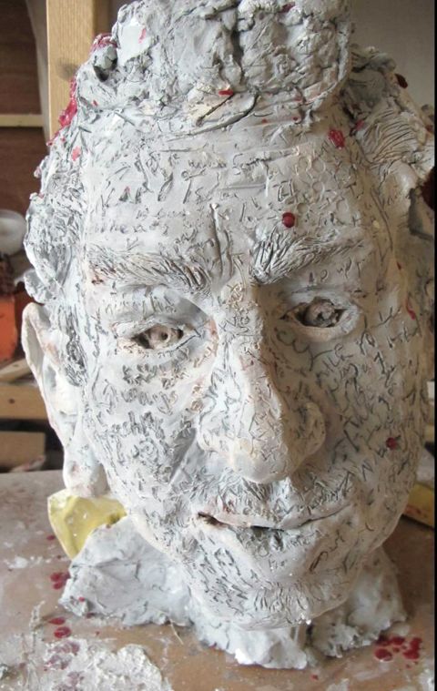Foer's friend Sam Messer, who teaches at Yale University, made this clay model of the novelist's head.