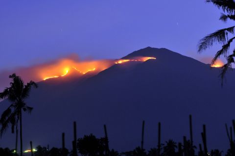 A forest fire engulfs the summit of Mount Merbabu on Indonesia's Java island in September 2011.