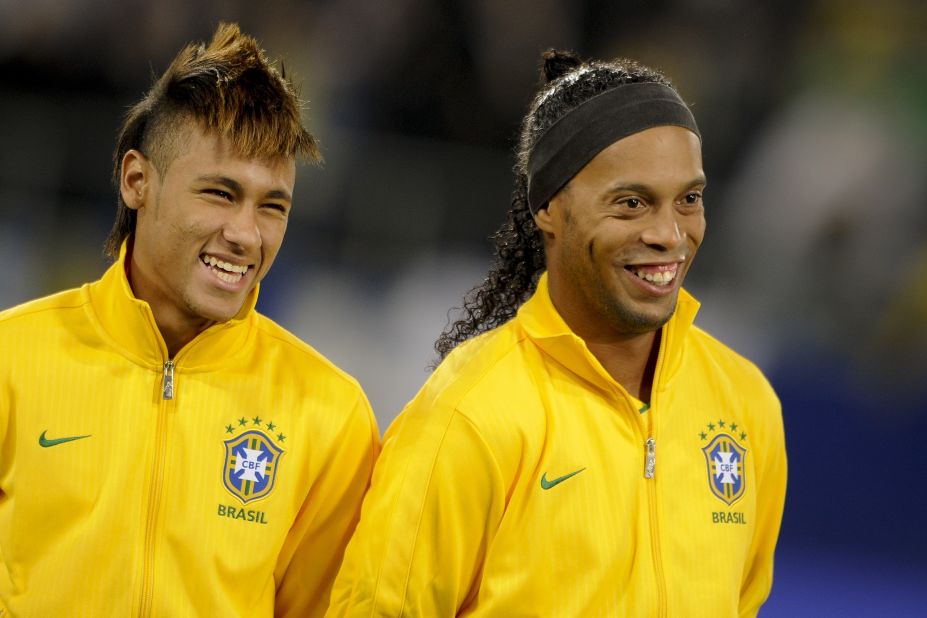 Neymar is the latest in a long line of exciting Brazilian talent. Here he is pictured next to Ronaldinho, the two-time FIFA World Player of the Year who won the World Cup with Brazil in 2002 and the European Champions League with Barcelona in 2006. He is now back in Brazil with Flamengo.
