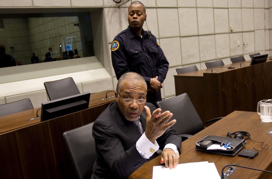 Charles Taylor waits for the start of the prosecution's closing arguments during his trial at the U.N. Special Court for Sierra Leone in February 2011.