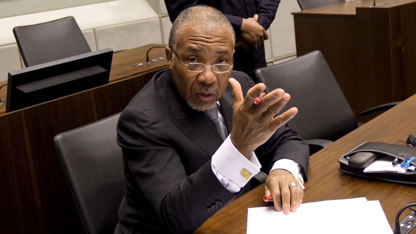 Former Liberian President Charles Taylor pictured on February 8, 2011 during his trial at the U.N. Special Court for Sierra Leone.