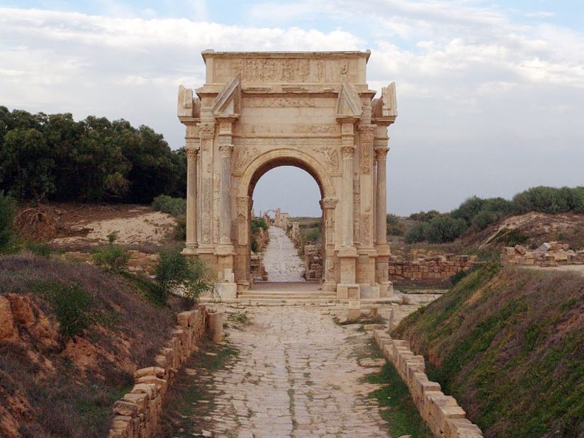 The Arch of Septimius Severus is one of the gems at Leptis Magna, which was buried for centuries under the sand.
