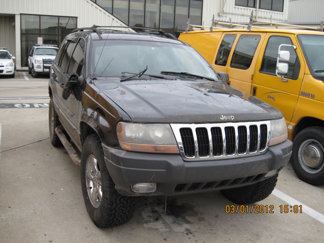 Mazik drove this Jeep through a chain-link fence and onto the runways at Philadelphia International Airport.