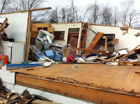 A tornado in Ooltewah,Tennessee, left this home destroyed on Friday.