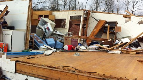 A tornado in Ooltewah,Tennessee, left this home destroyed on Friday.