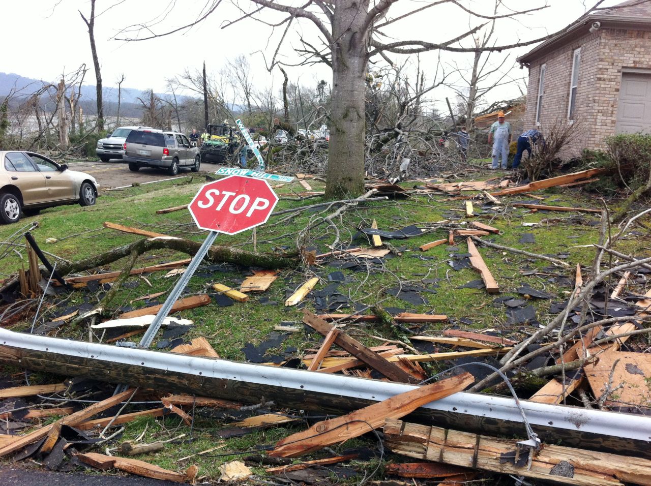 Debris is strewn as far as the eye can see in Ooltewah.