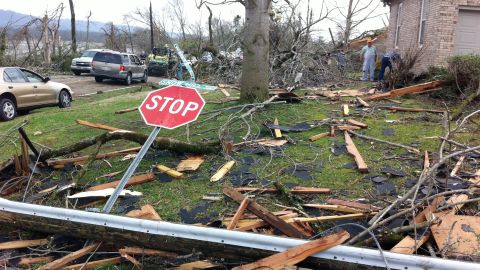 Debris is strewn as far as the eye can see in Ooltewah.