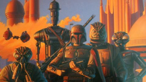 One of Ralph McQuarrie's original artwork was titled 'Bounty Hunters in Cloud City.'