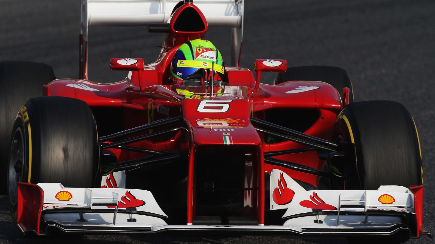 Ferrari's new F2012, like many new cars for the forthcoming season, features a dramatic steep-nosed design.
