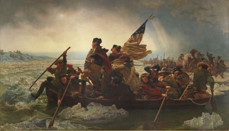 Major historical events were immortalized in painting, such as in "Washington Crossing the Delaware" (pictured) by Emanuel Gottlieb Leutze.