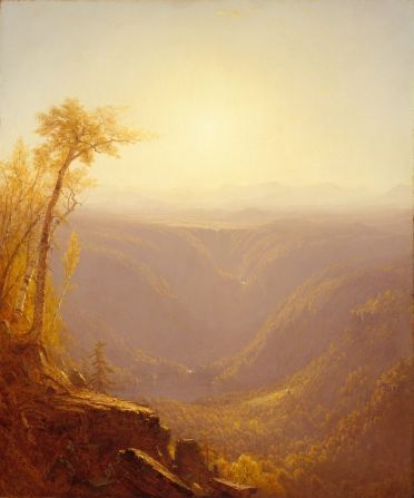The great wilderness is celebrated in "Kauterskill Clove," pictured here, by Sanford Robinson Gifford.