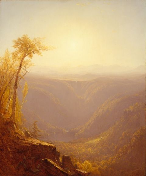 The great wilderness is celebrated in "Kauterskill Clove," pictured here, by Sanford Robinson Gifford. 