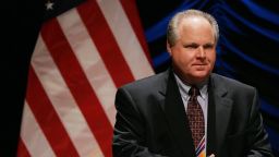 Radio personality Rush Limbaugh interacts with the audience before the start of a panel discussion June 23, 2006 in Washington, DC.