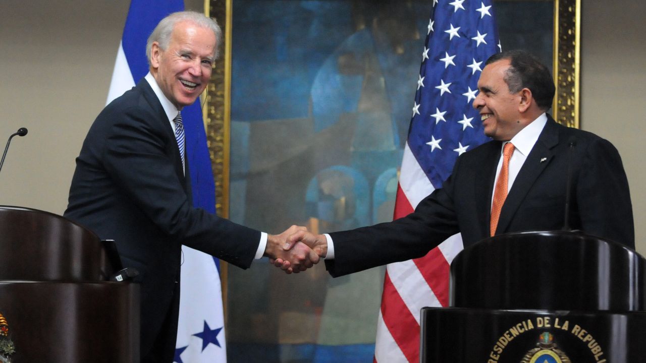 U.S. Vice President Joseph Biden, left, meets with Honduran President Porfirio Lobo to discuss drug trafficking.