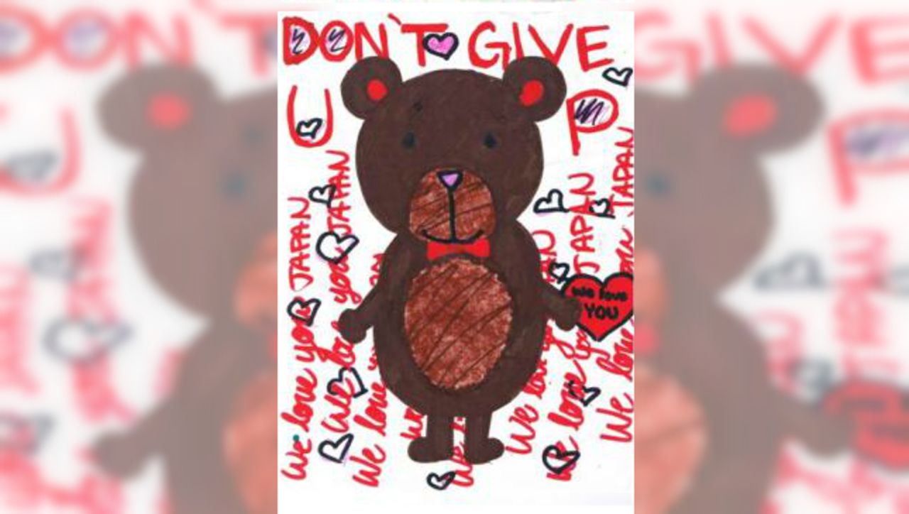 A card "bearing" encouragement from a student at Mayfield Woods Middle School in Elkridge, Maryland.